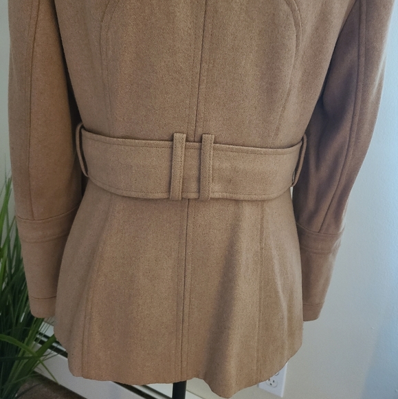 🌟MODA International Double-Breasted Wool-Blend Pea Coat, Camel Tan Size Small - Picture 8 of 9